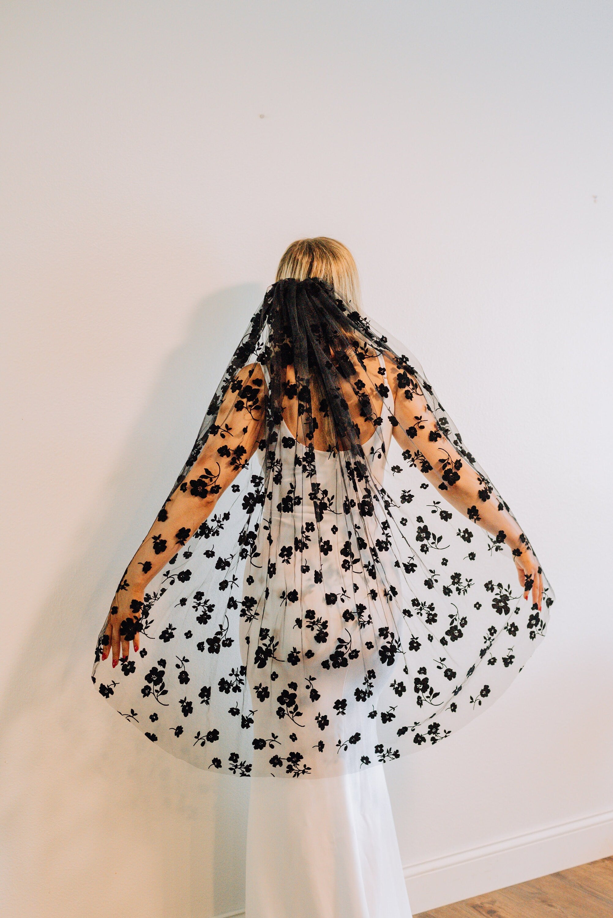 Black Floral Veil