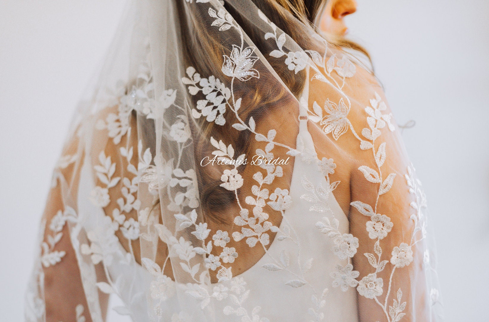 Willow Floral Veil with Sequins