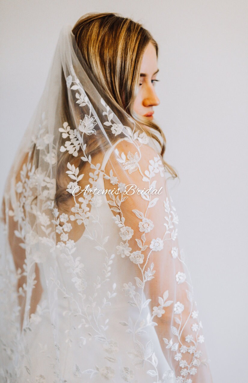 Willow Floral Veil with Sequins