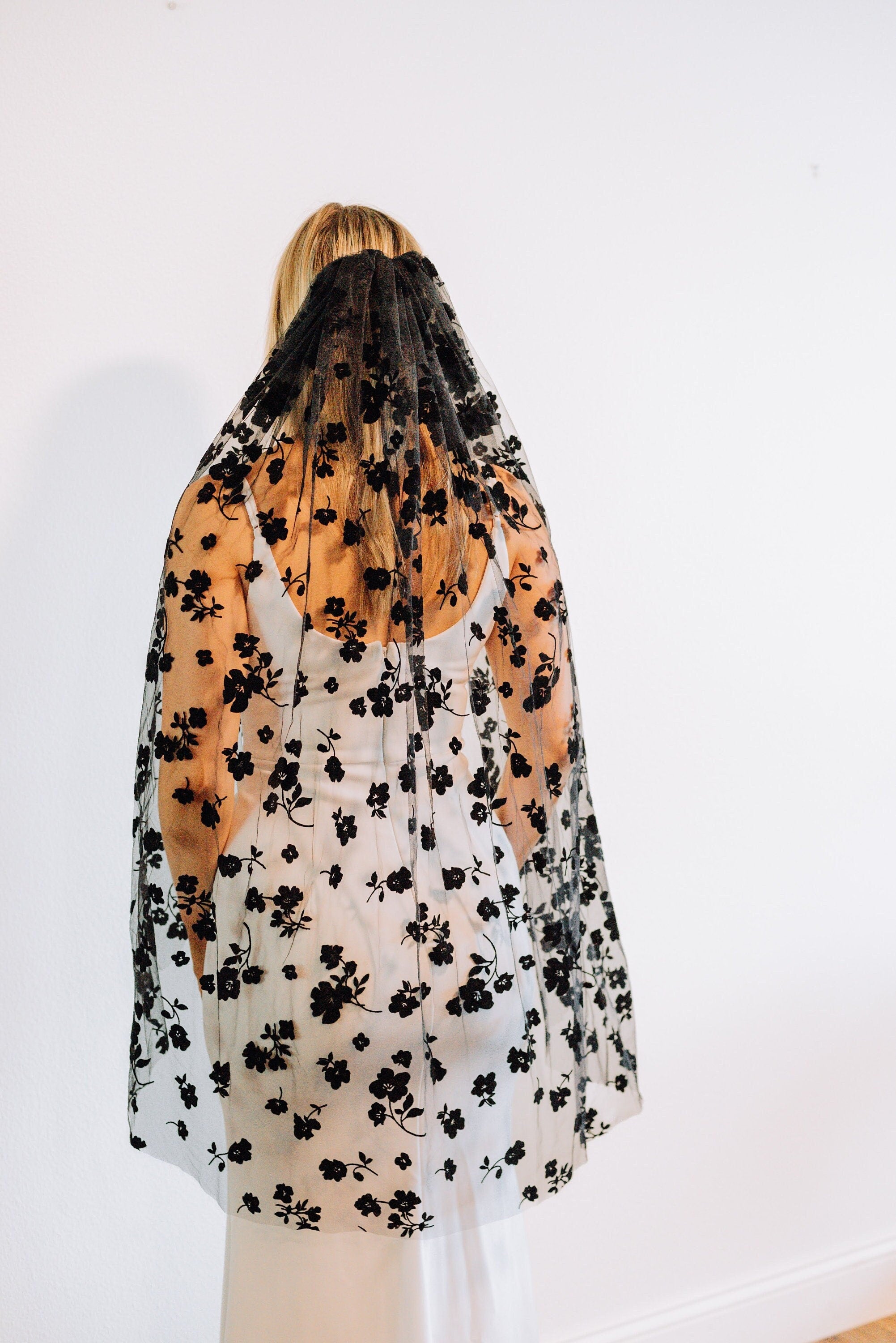 Black Floral Veil