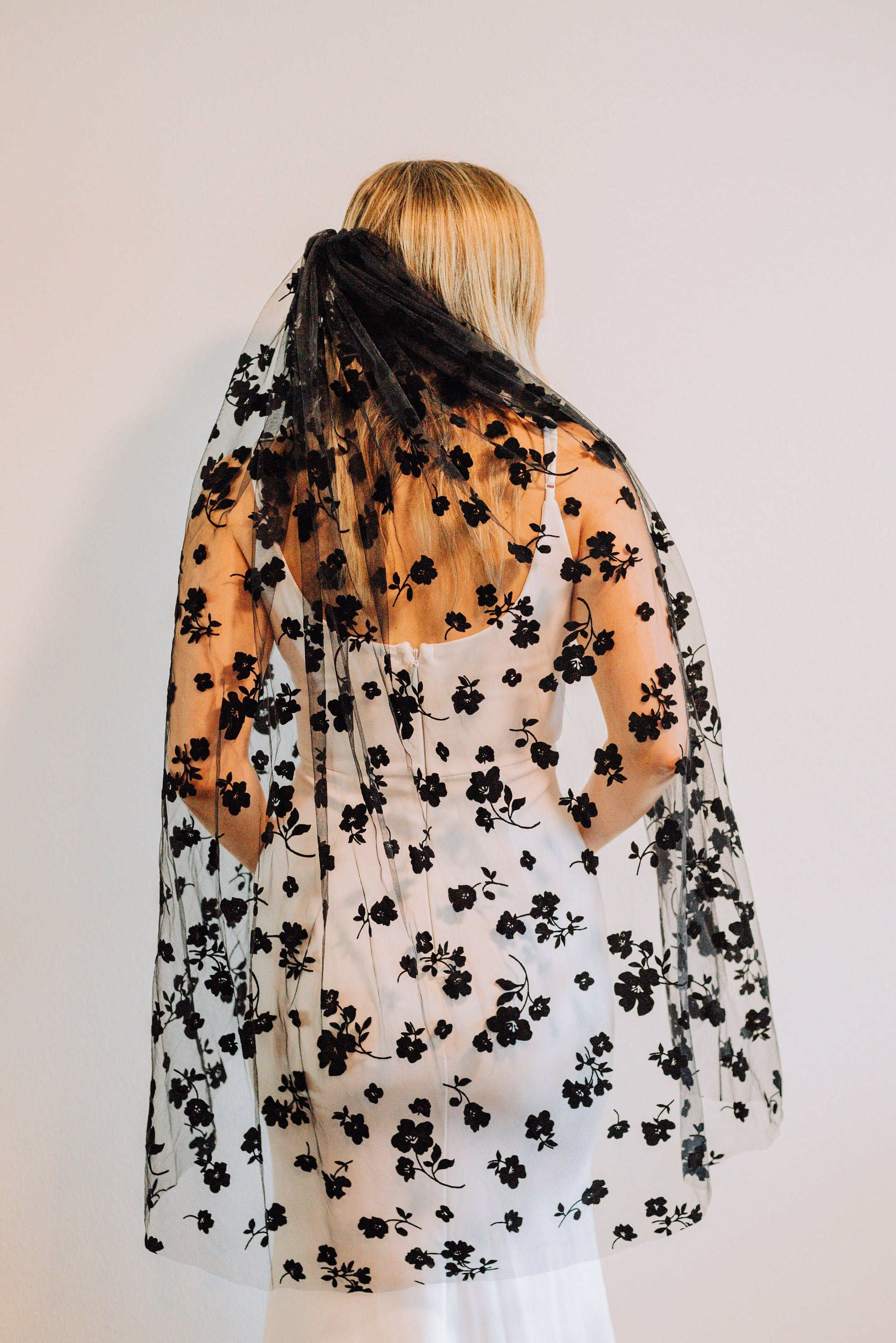 Black Floral Veil