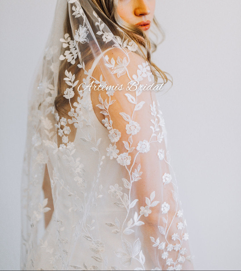 Willow Floral Veil with Sequins