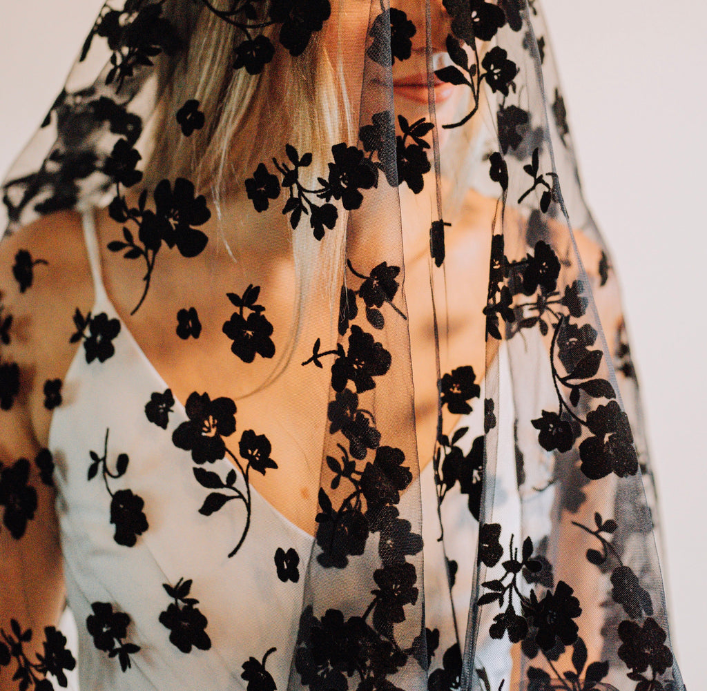 Black Floral Veil