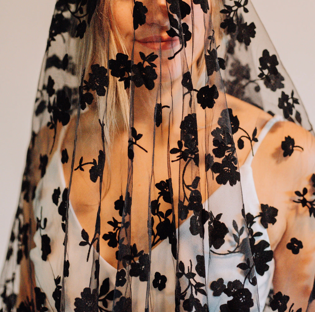 Black Floral Veil