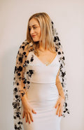 Black and White Floral Veil