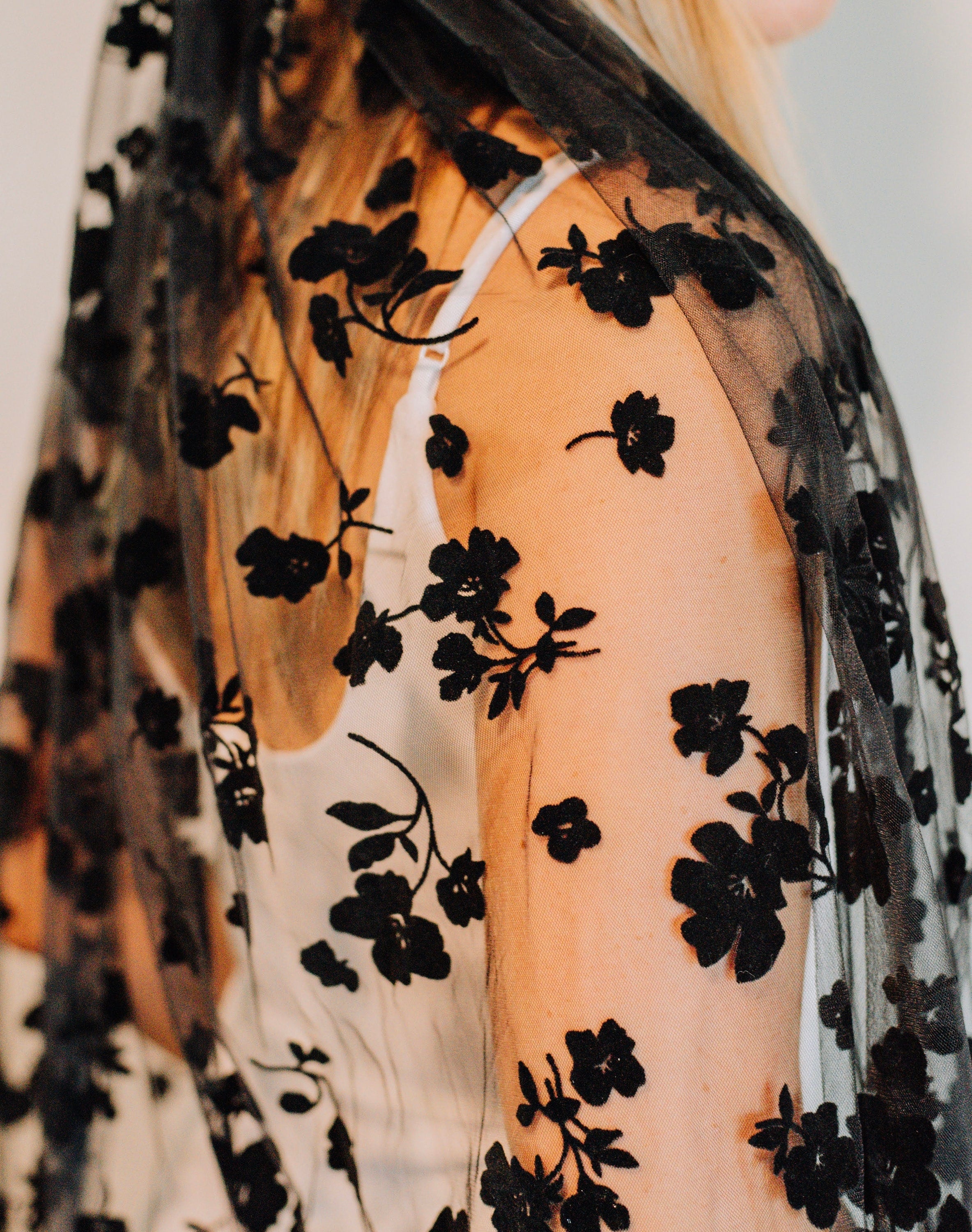 Black Floral Veil